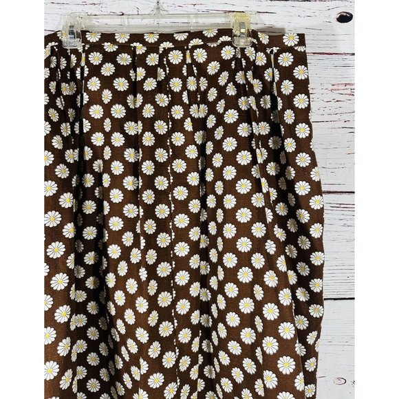 Daisy Flower Skirt Brown Floral Vintage Womens Plus Size 3X Mod Handmade Zipper - Picture 5 of 14